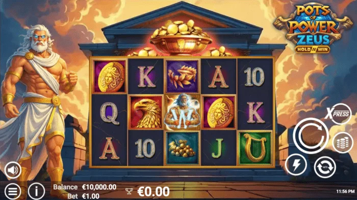 Pots of Power: Zeus - glavni zaslon s valjcima